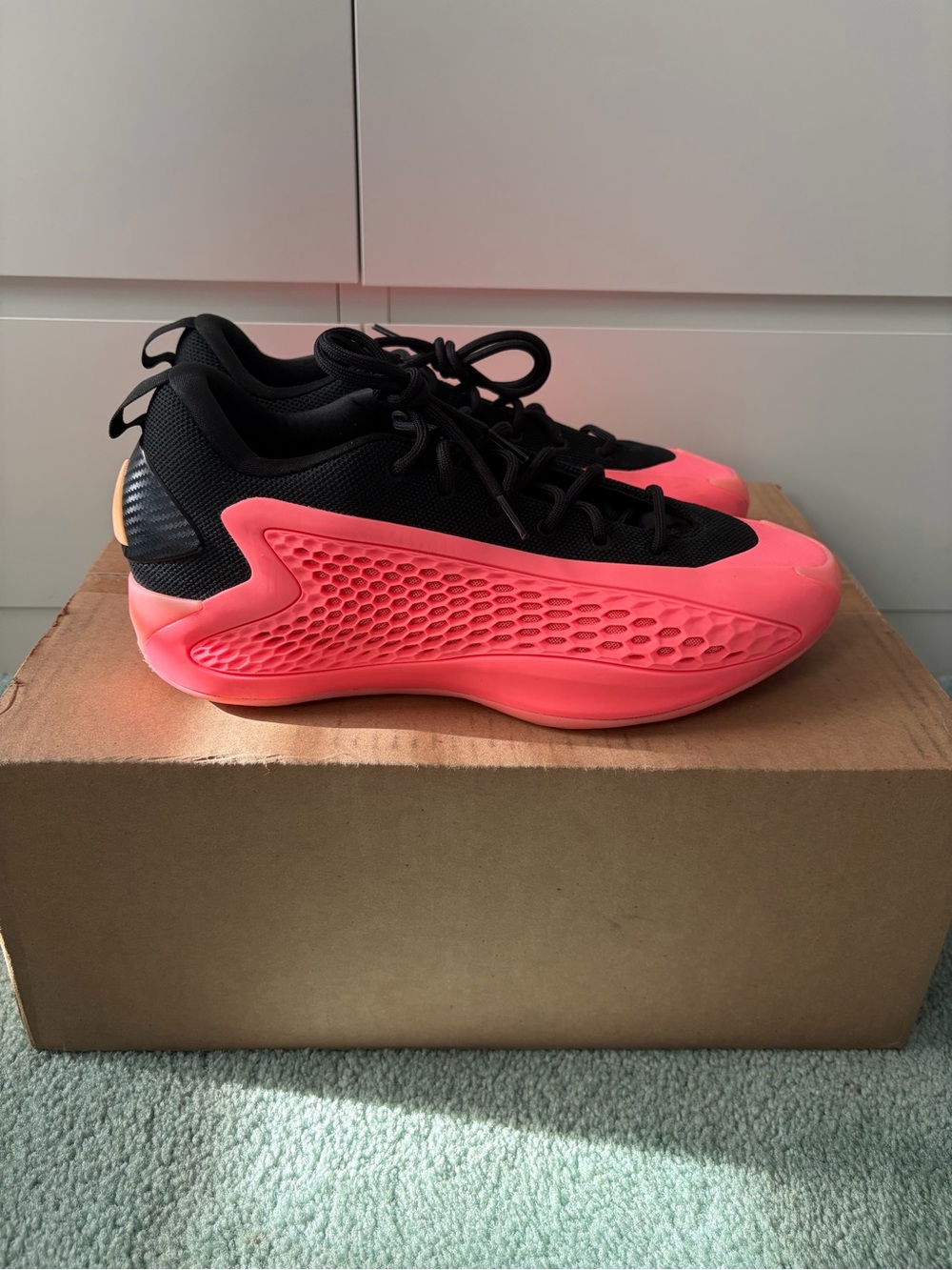 Adidas AE 1 Low Men’s Basketball Sneakers - Black and Coral Pink